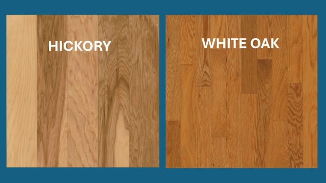 Closeup of hickory wood flooring vs oak