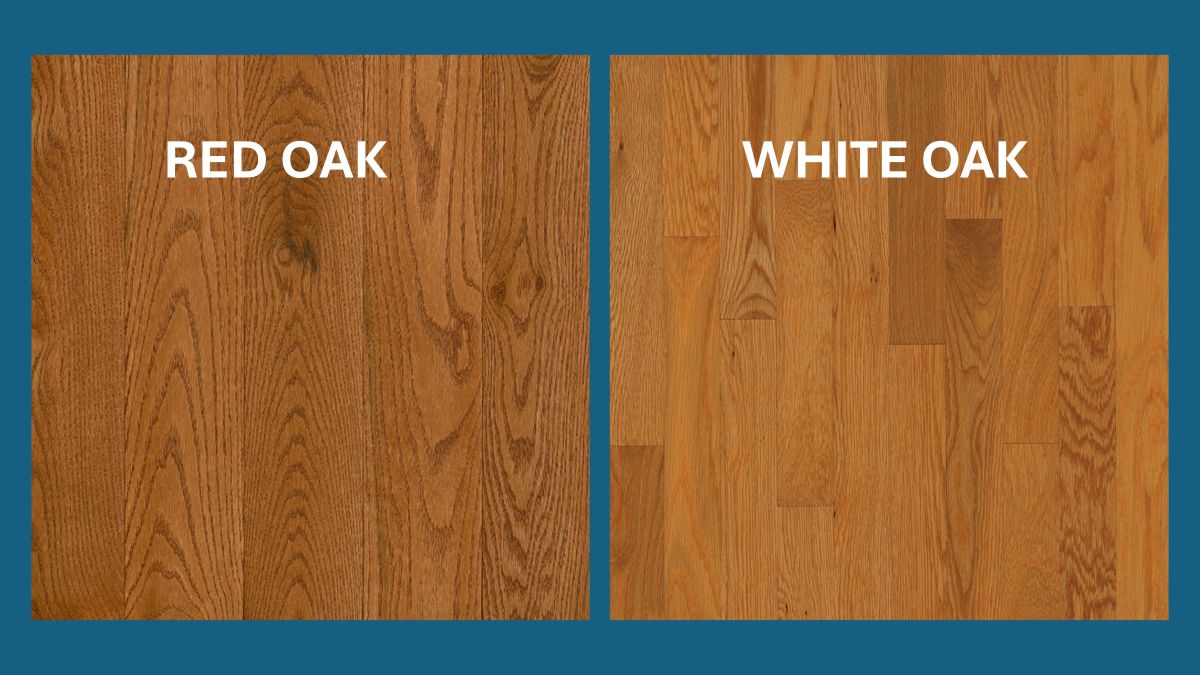 Closeup of red oak vs white oak flooring