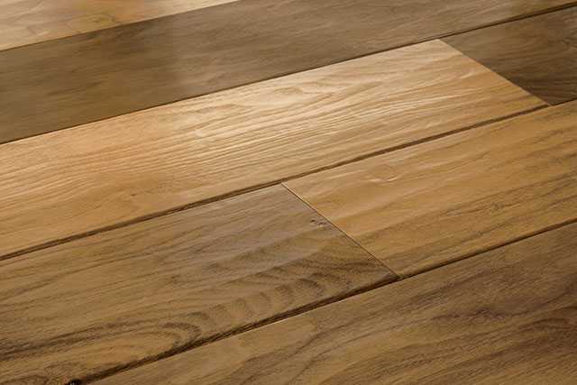 close up of scraped hardwood flooring